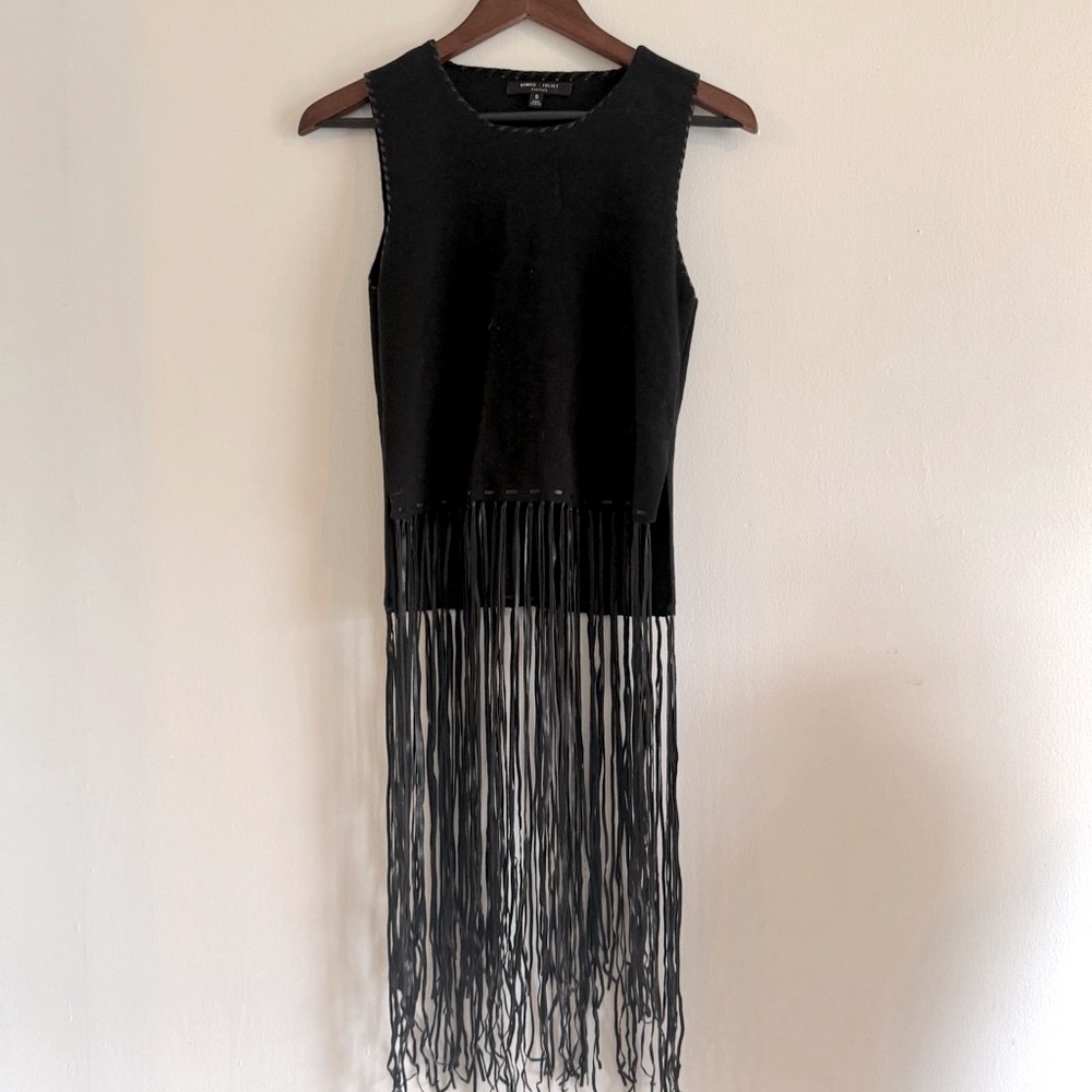 Black Fringe Tank Top Small